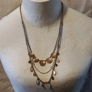Ann Taylor Antique Gold Layered Sparkly Necklace